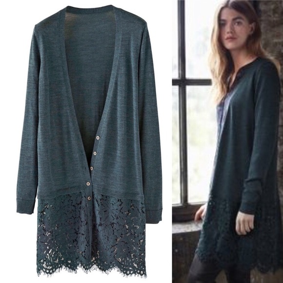 wrap london Sweaters - WRAP LONDON lace trim sienna Cardigan long length